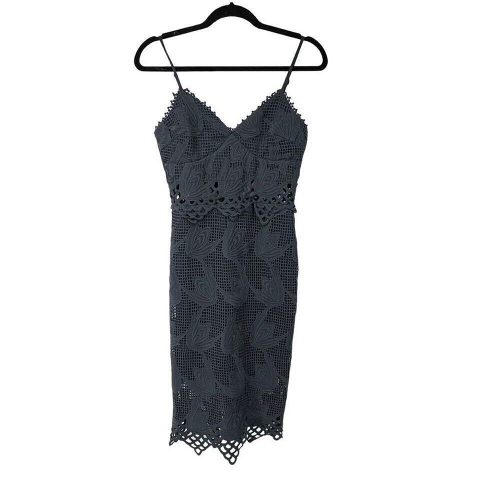 Aqua Gray Blue Lace Overlay Spaghetti Strap Sexy Party Dress Sz S Womens
